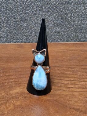 Larimar Cat Copper Ring